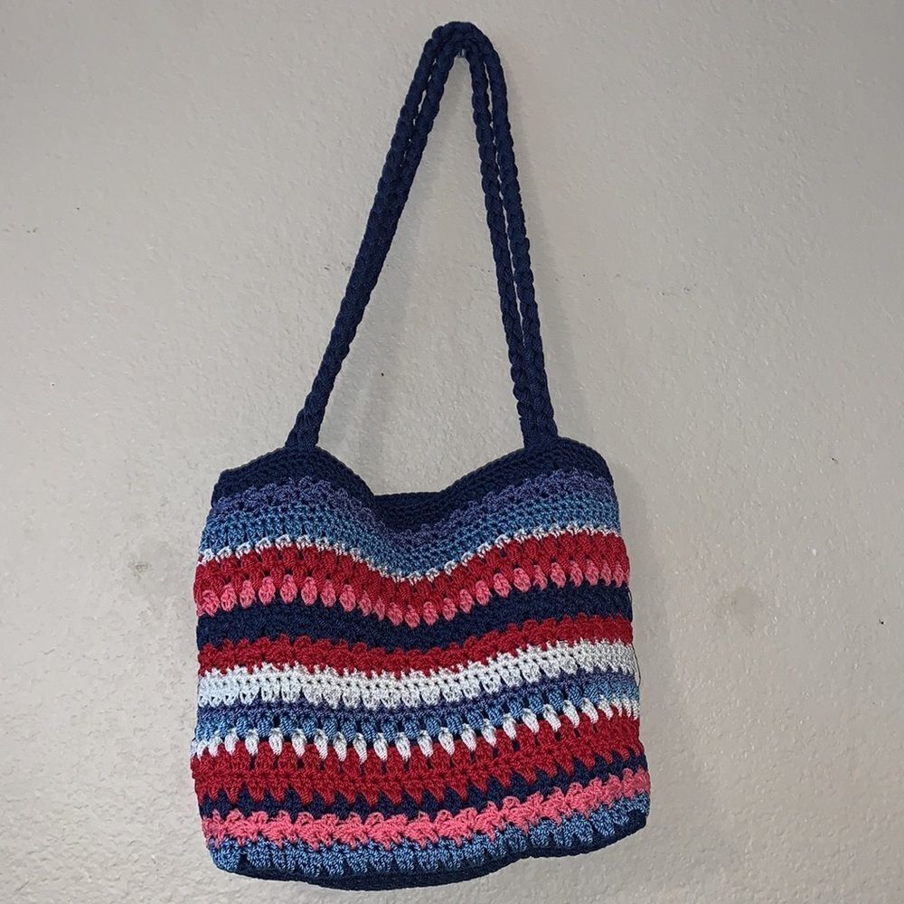 Crochet style hand back in red white and blue